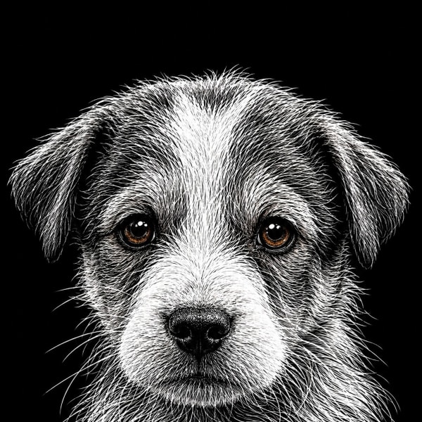 Midnight Etch pet portrait example