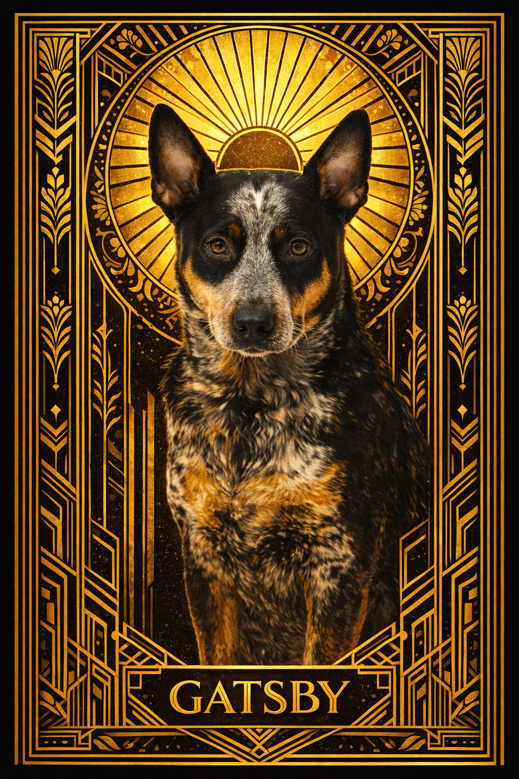 Art Deco pet portrait style