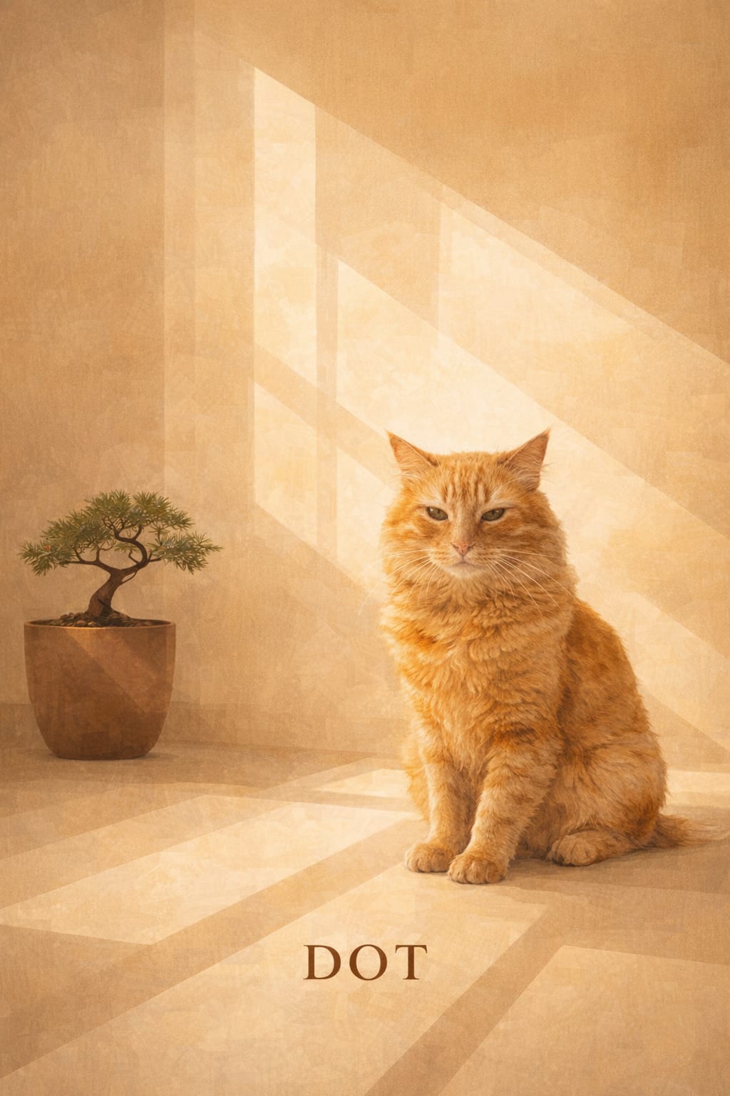 minimalist cat portrait with soft diagonal window light