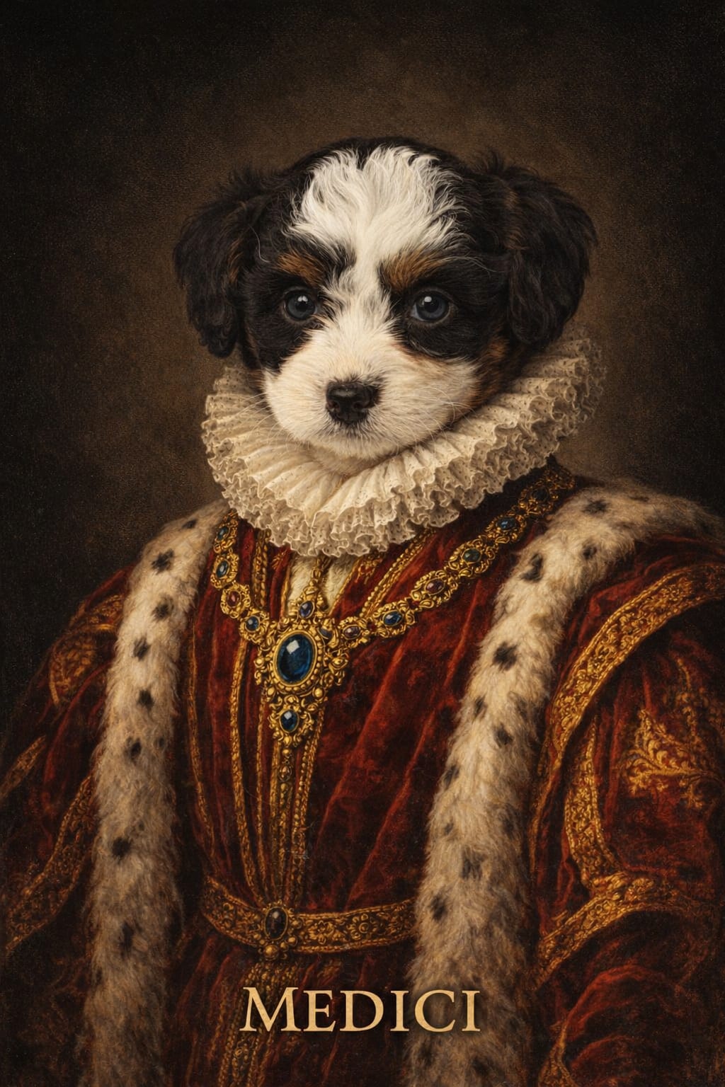 Pet in an Old Masters oil painting style with chiaroscuro lighting