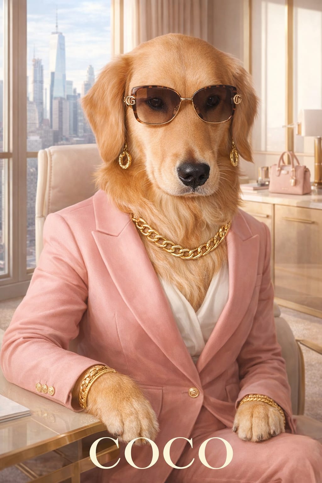 Boss Babe pet portrait style