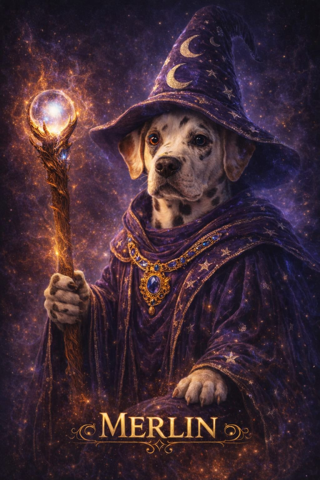 Wizard pet portrait style