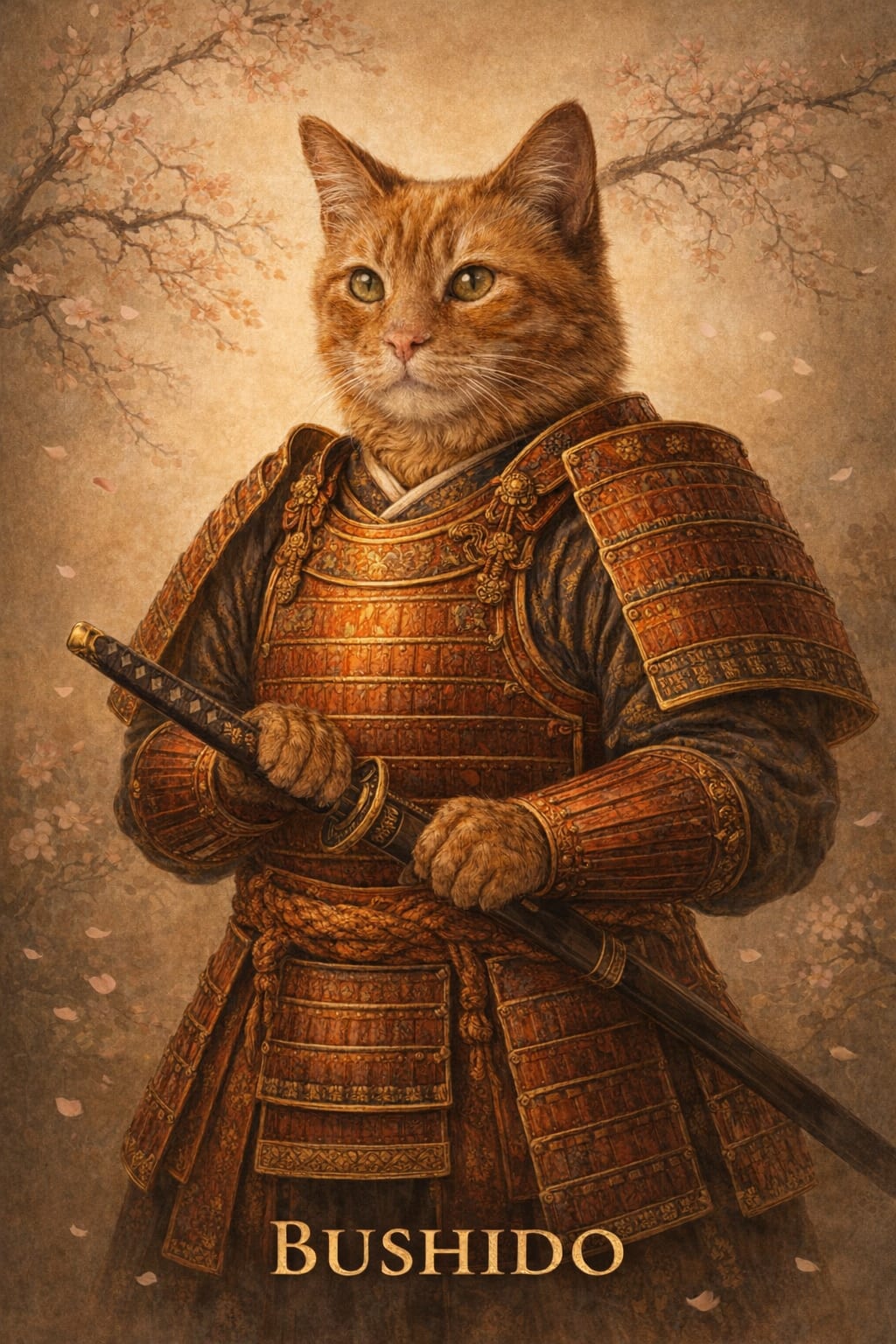 Samurai pet portrait style