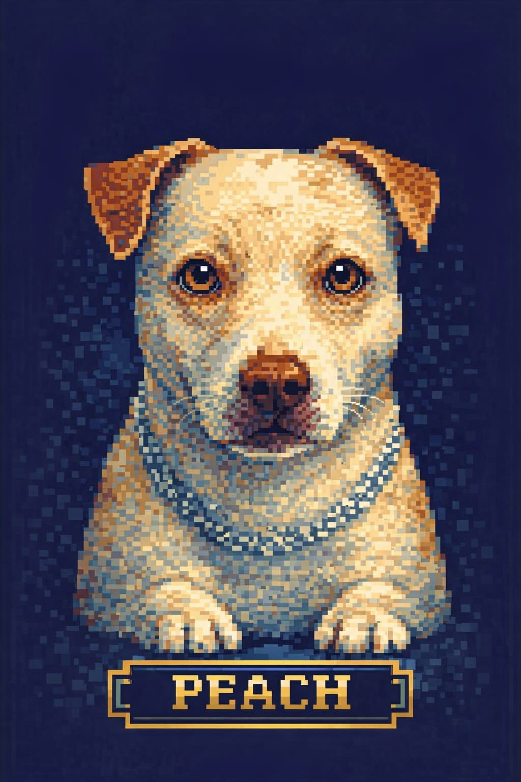 Retro pixel art pet portrait on canvas, ready to hang