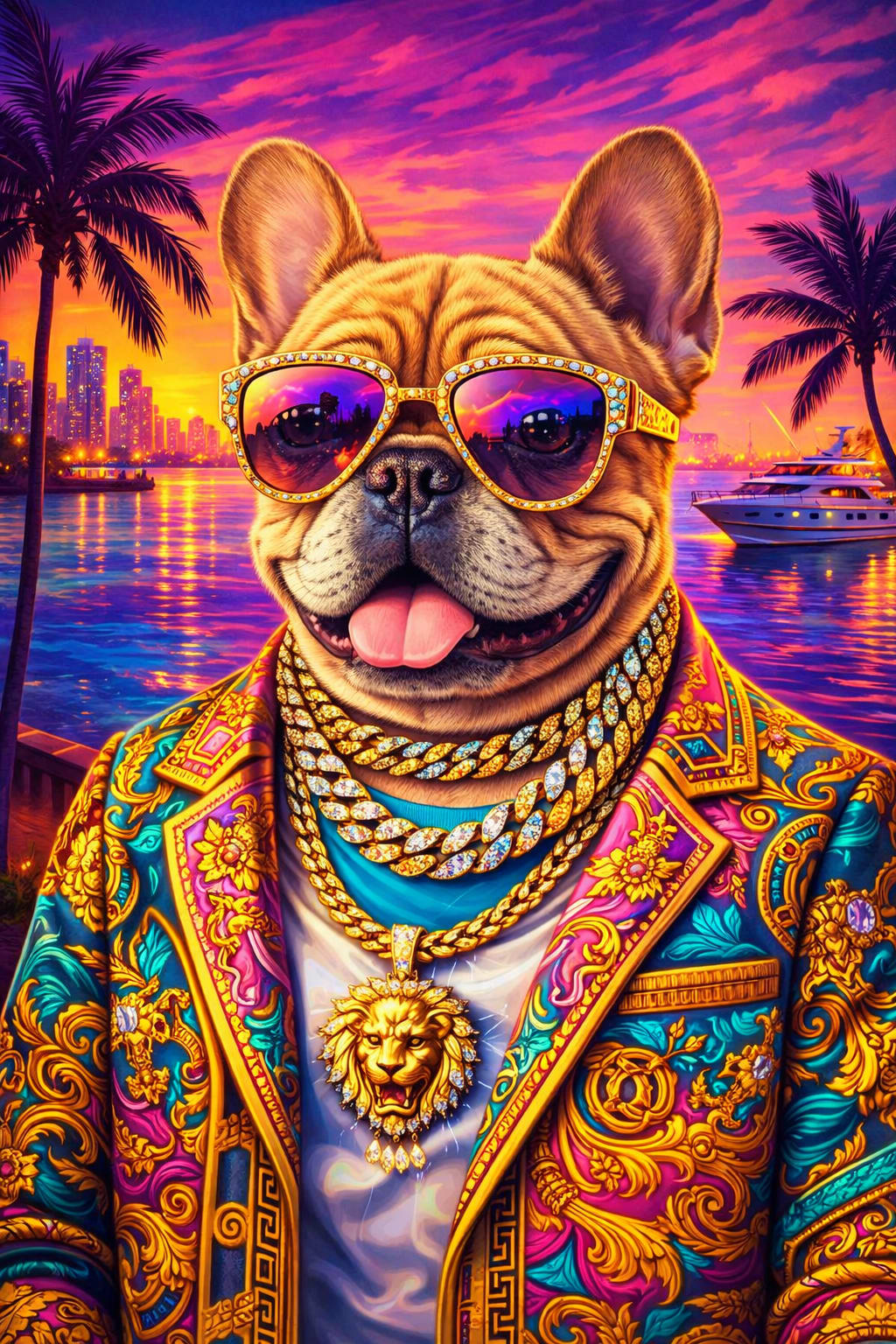Miami Vibes pet portrait style
