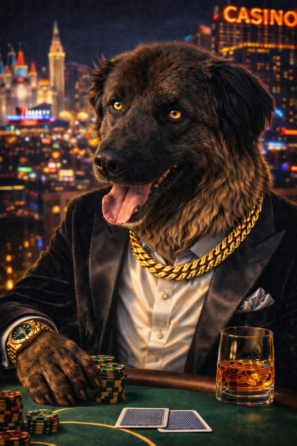 Vegas High Roller pet portrait style