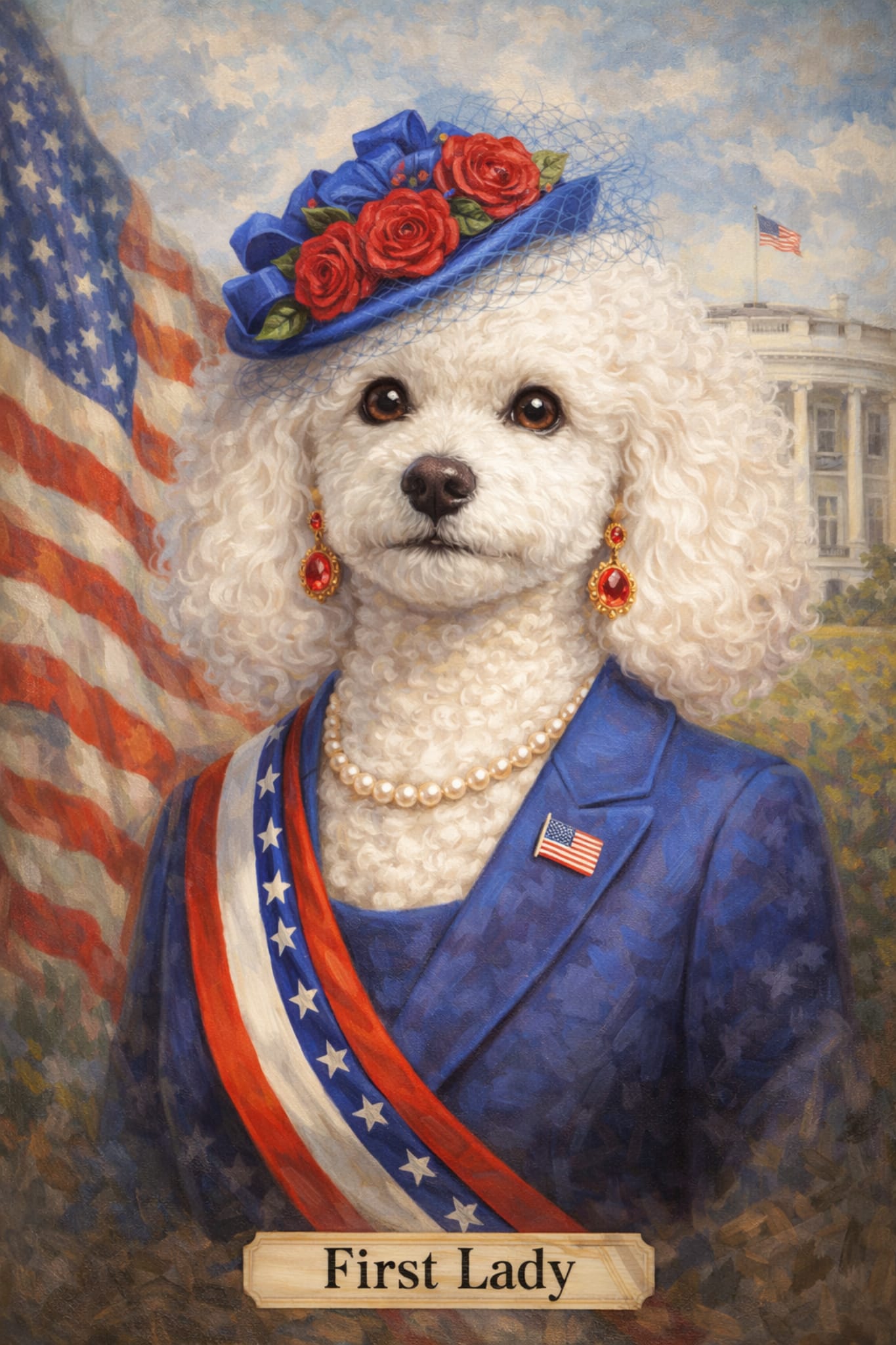 First Lady pet portrait style