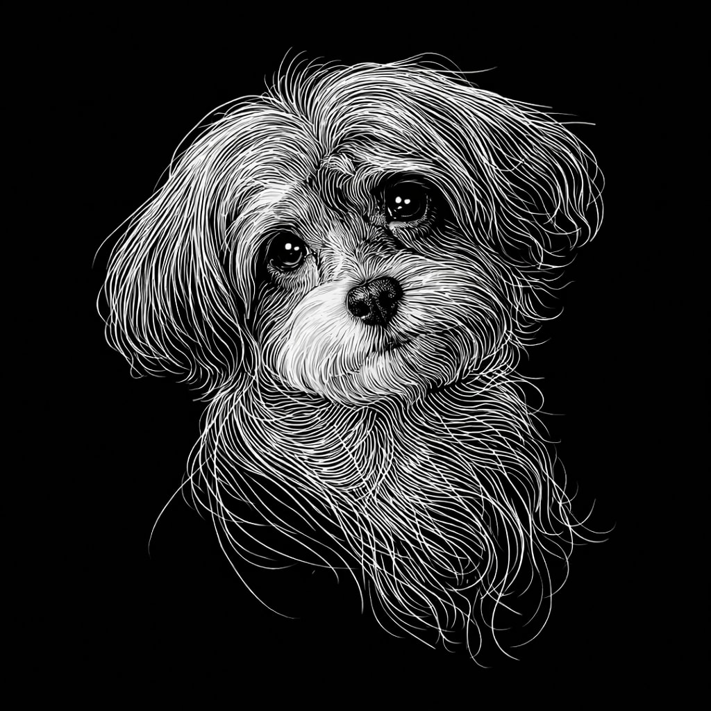 Midnight Etch pet portrait style