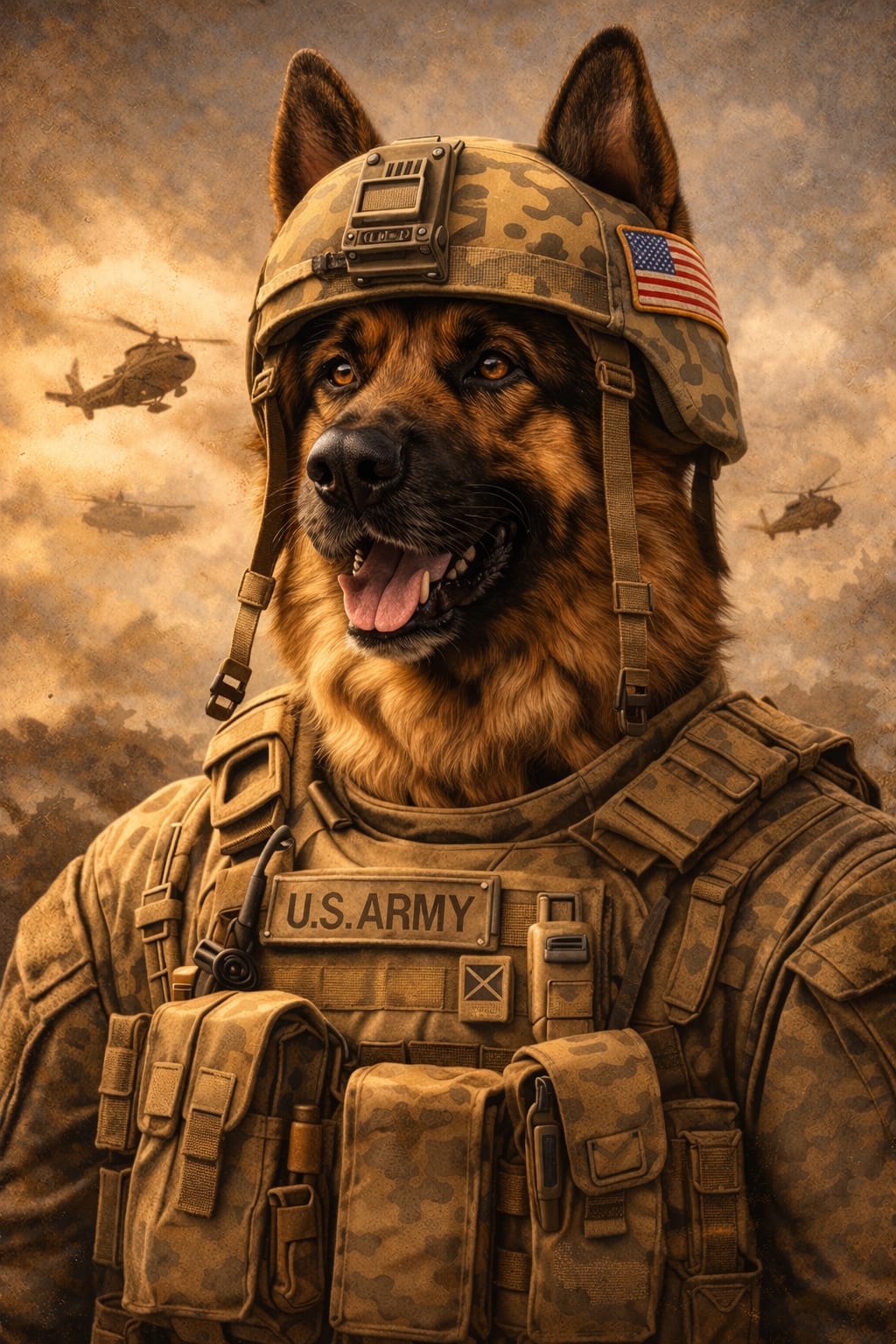 Sergeant Paws pet portrait style
