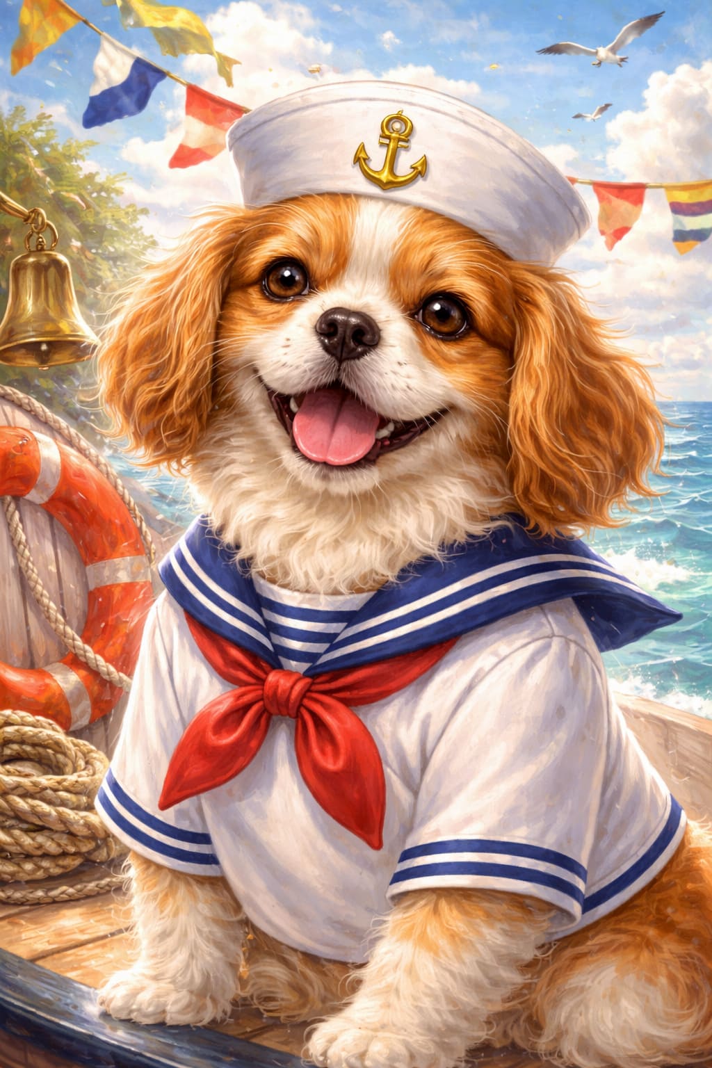 Happy Sailor pet portrait style