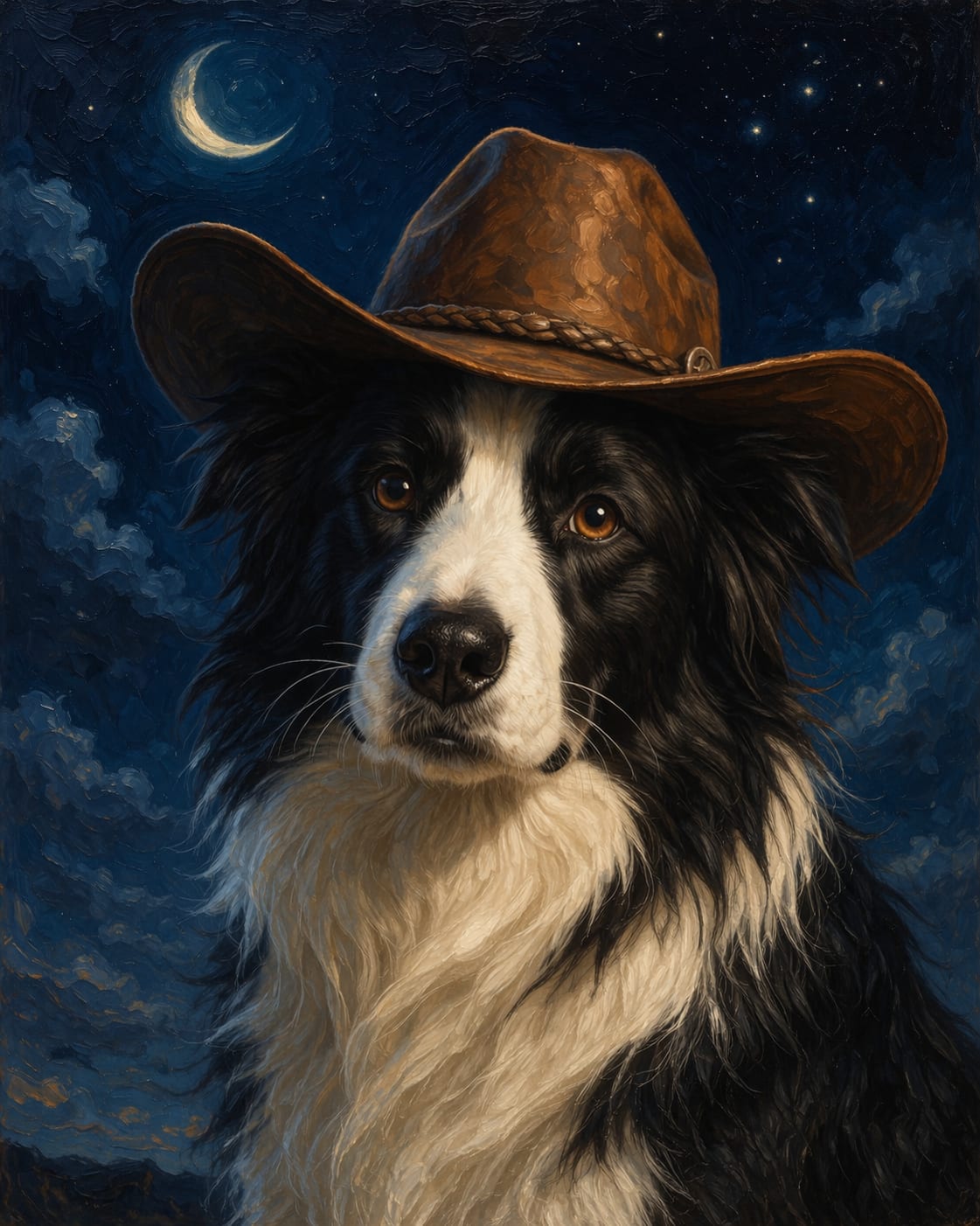 Moonlit Cowboy pet portrait style