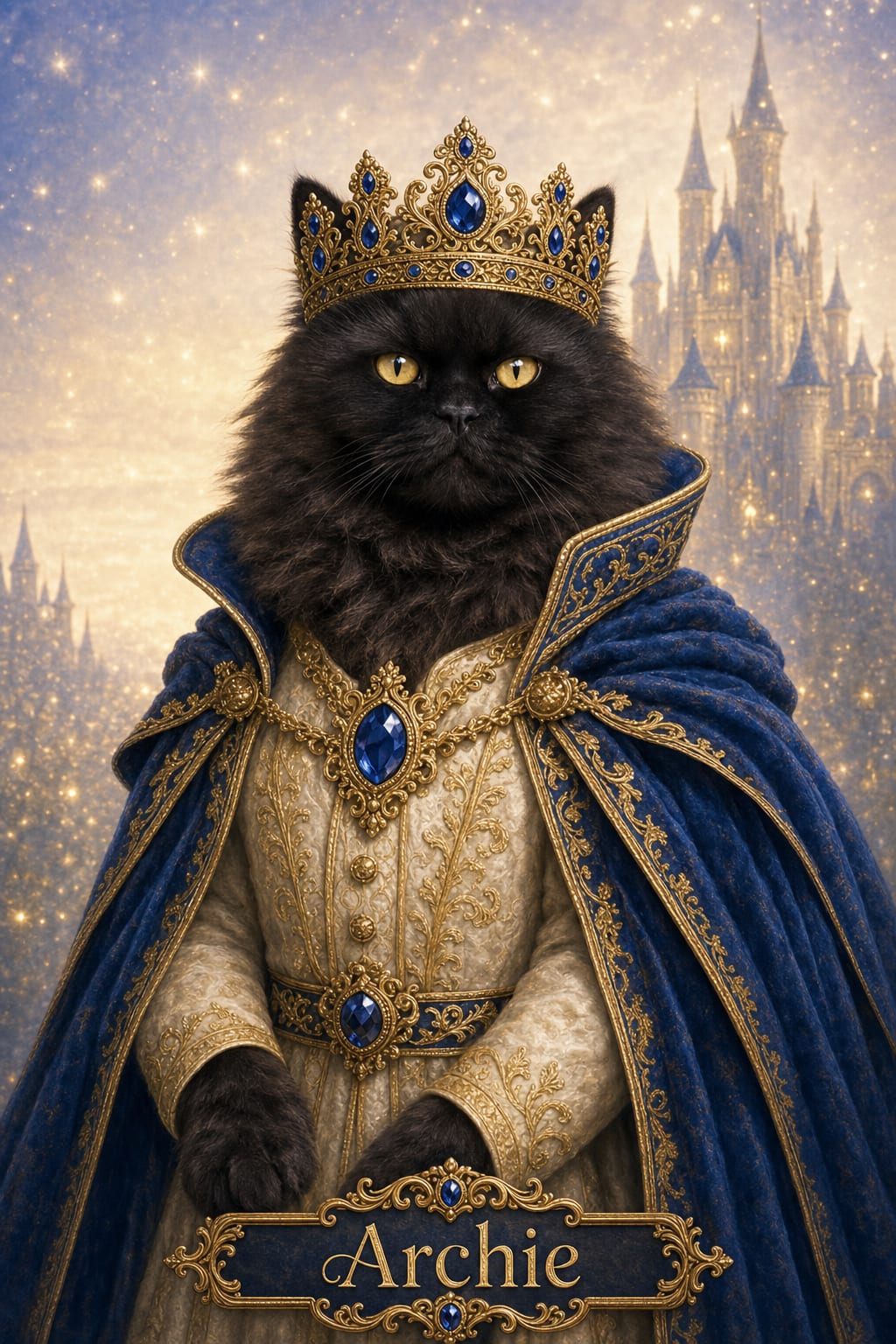 Custom AI royal prince portrait of a pet in court regalia