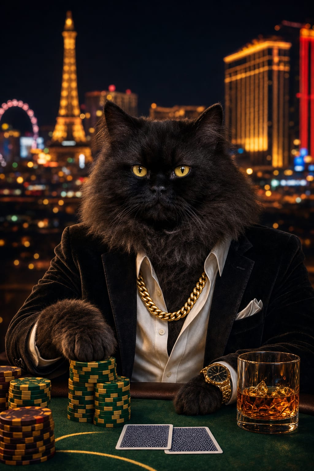 Framed Vegas High Roller casino pet portrait canvas print ready to hang