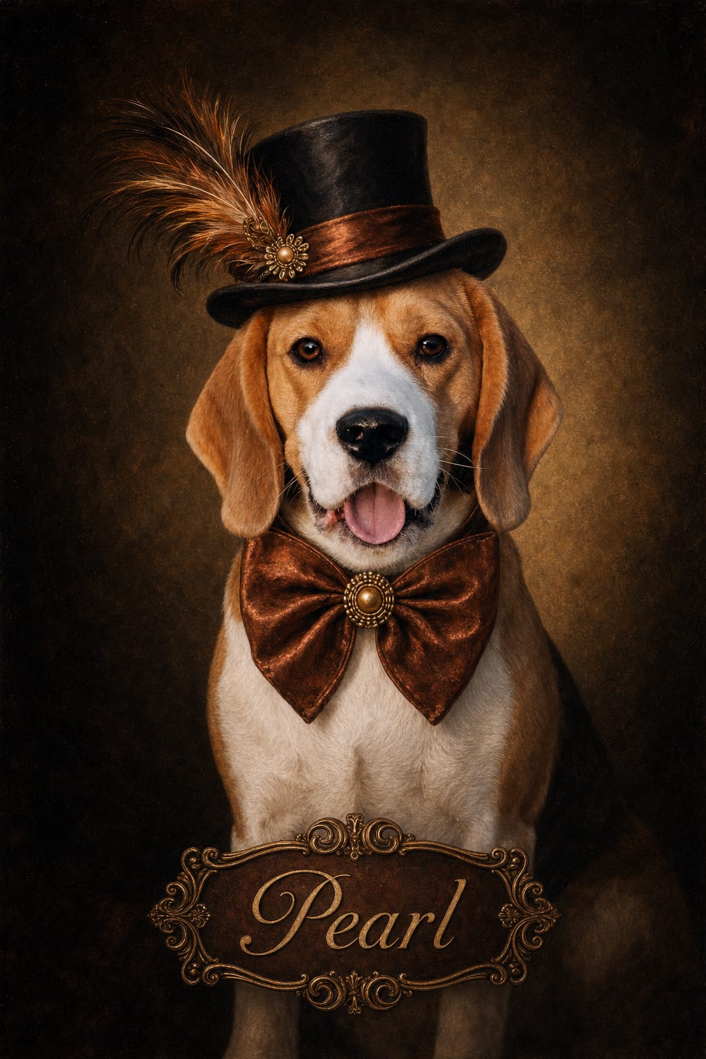 Victorian gentleman dog portrait in classical oil with chiaroscuro lighting