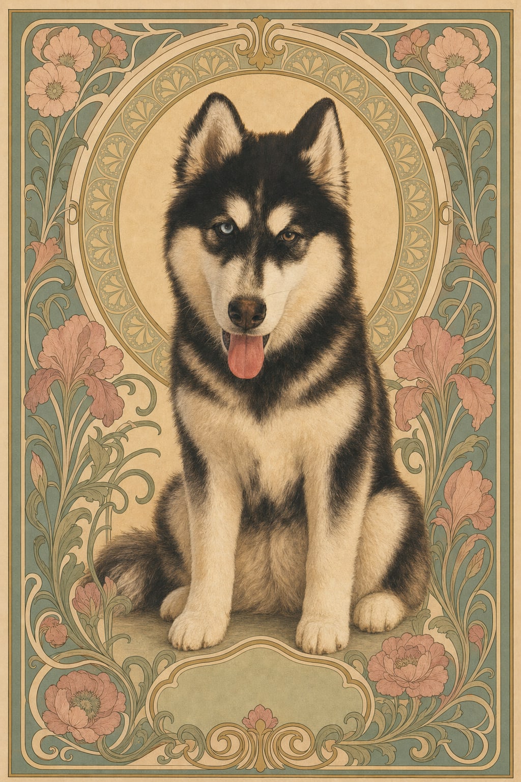 Art Nouveau pet portrait style