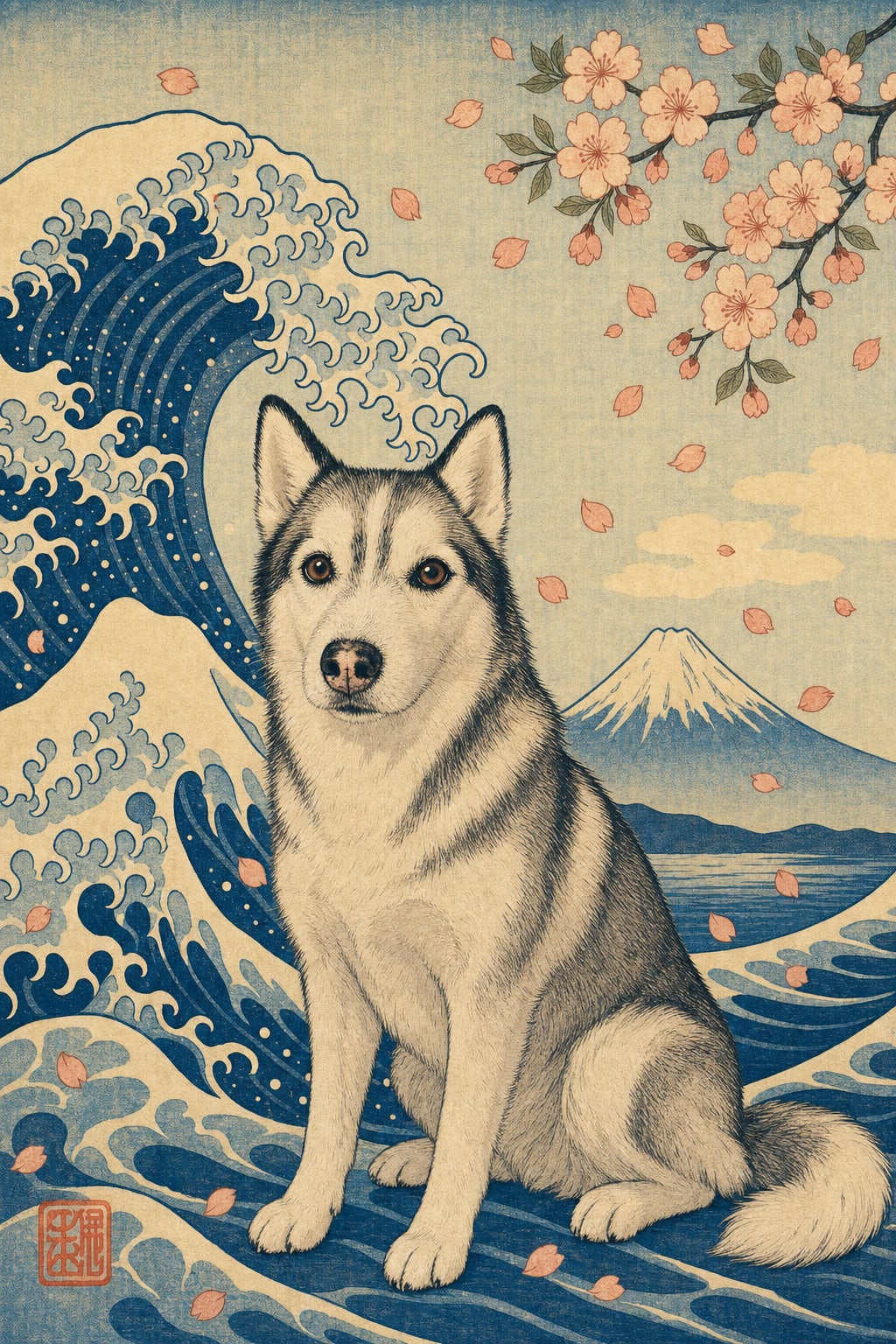 Ukiyo-e pet portrait style