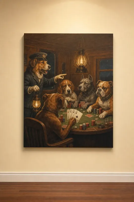 AI-rendered illustration of His Station & Four Aces — 30×40 — illustrative only; click through to the retailer for the actual product photo