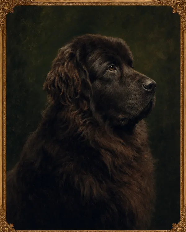 Victorian-style antique dog oil painting — a spaniel composed in the warm-toned register of a 19th-century portrait, hung in the Antique Hall