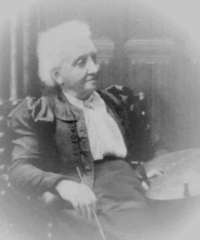 Portrait of Henriette Ronner-Knip (1821–1909), Dutch-Belgian painter of cats, photographed in her Brussels studio.