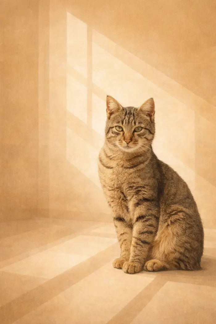 A cat rendered in the Modern Portrait register — a Pet Pic Portraits style sampler generated from a stock cat photograph.
