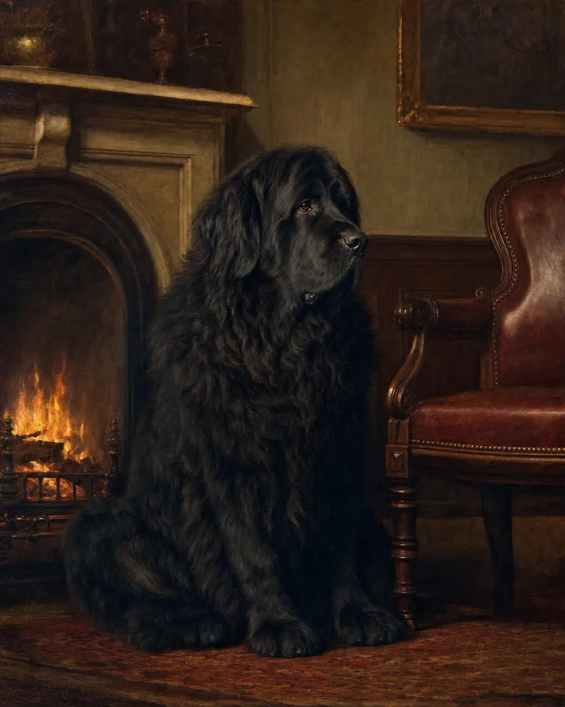 A classical-oil dog painting illustrating the section: The Nineteenth Century: The Dog Becomes Emotional. Pet Pic Portraits / dogoilpaintings.com.