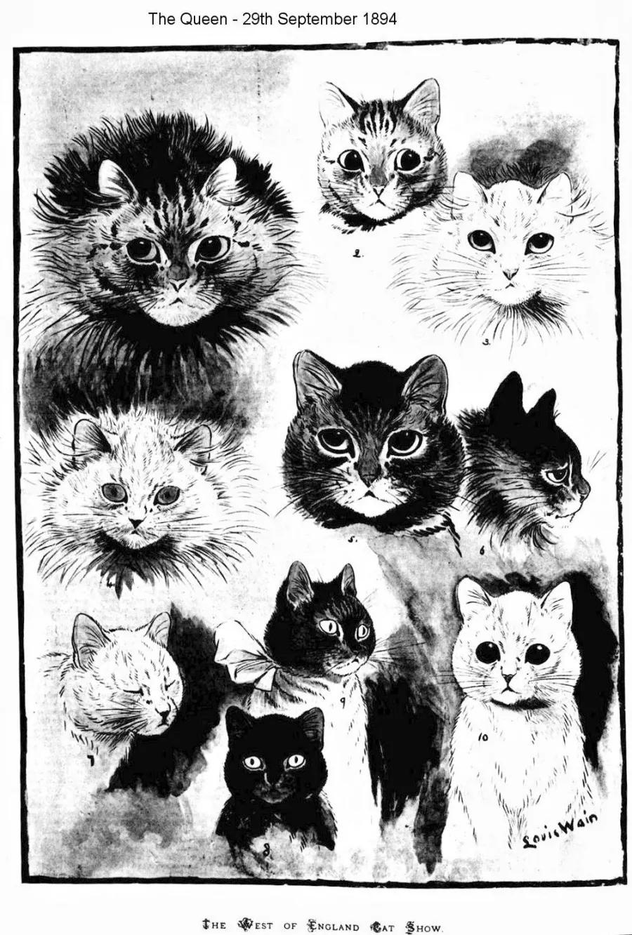 Affiche Exposition Féline (1894) by Louis Wain — early career cat-show poster, lithograph.