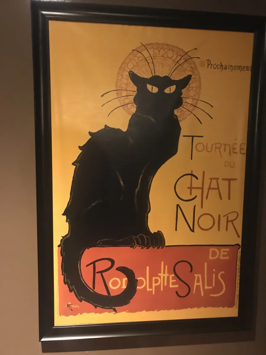 Tournée du Chat Noir (1896), colour lithograph by Théophile Steinlen — a single tomcat in silhouette.