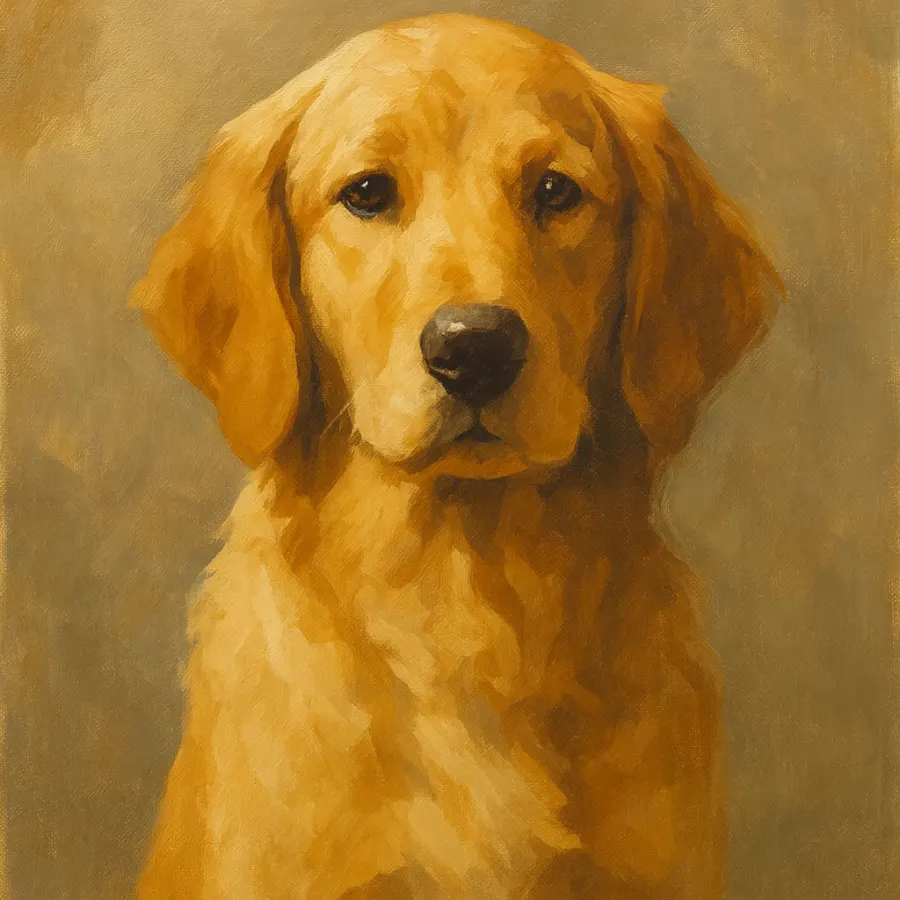 The same dog rendered in the Modern Portrait register