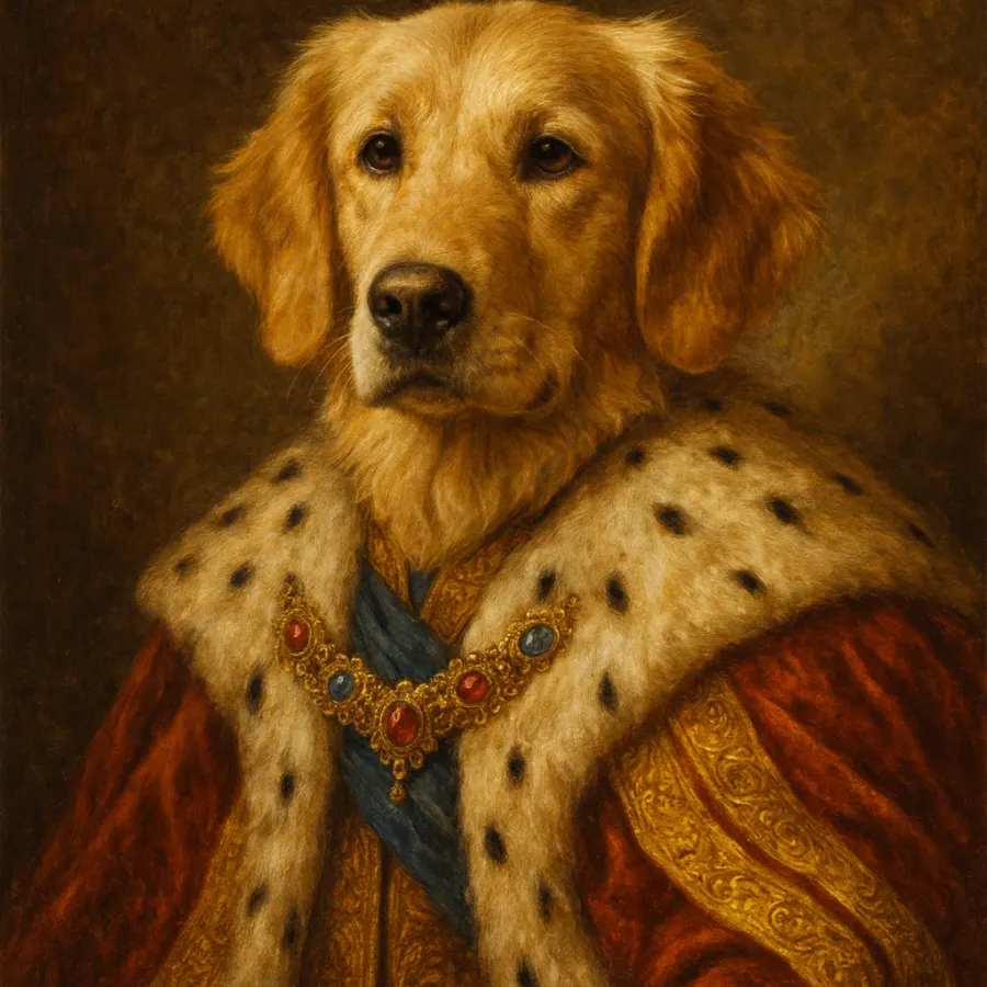 The same dog rendered in the Royal King register