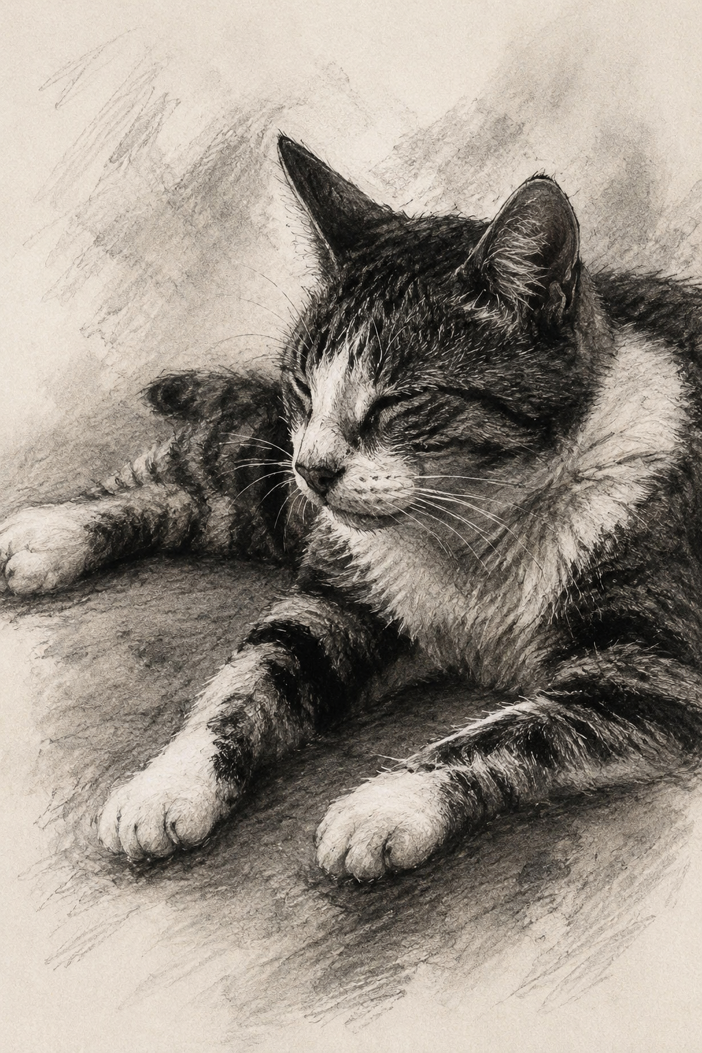 Charcoal pet portrait style