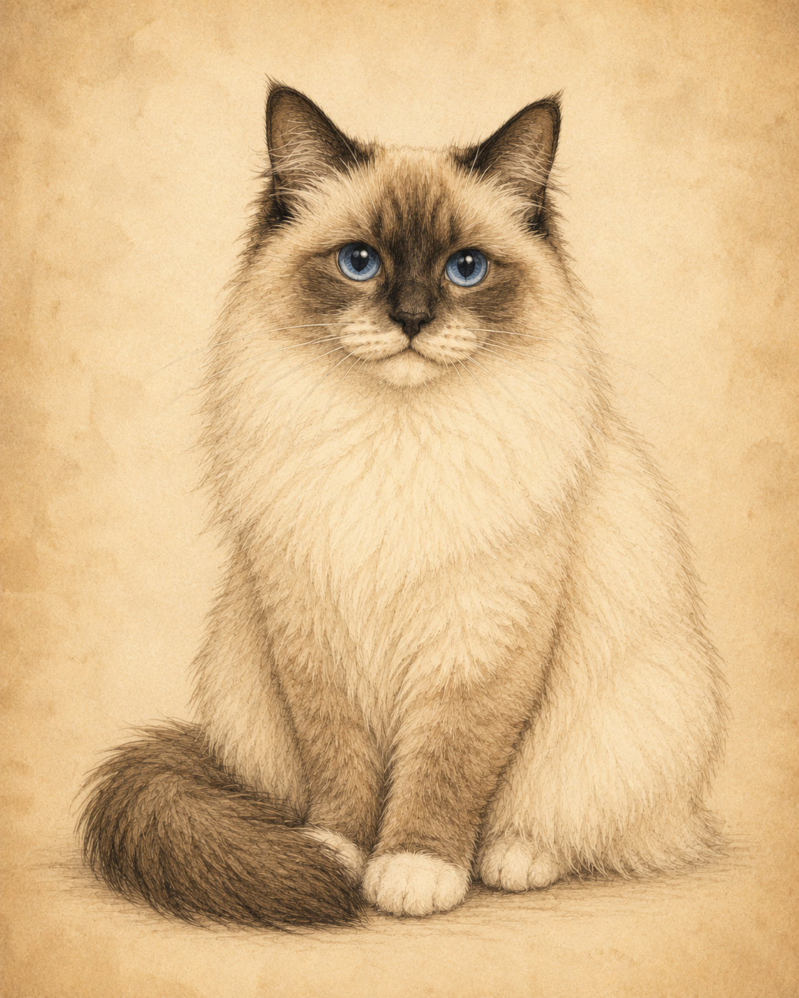 Storybook pet portrait — charming hand-illustrated style pet sketch made from a photo