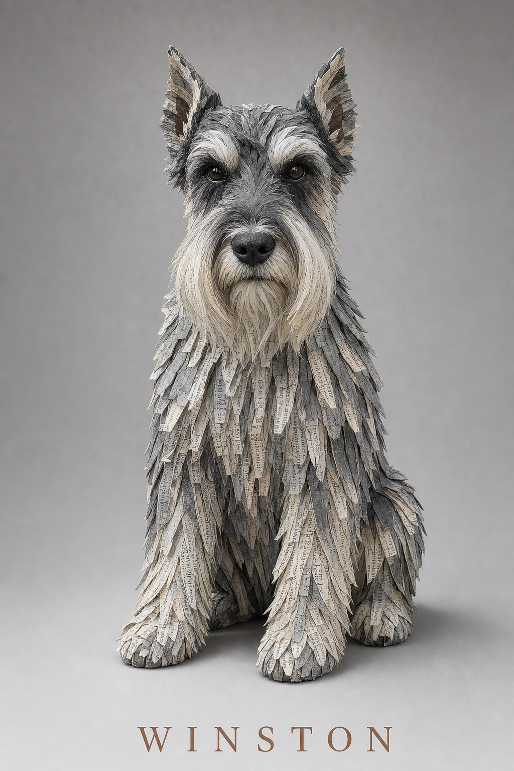 paper craft pet portrait of a dog in layered paper texture