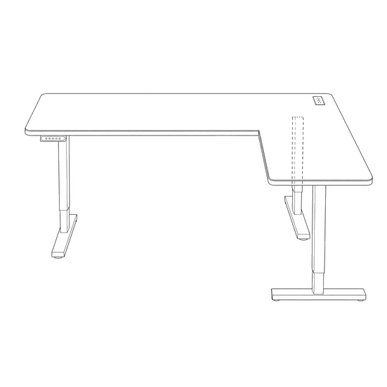 Dibujo del standing desk en L Z90 Lite con el ala a la derecha y la pata de la esquina