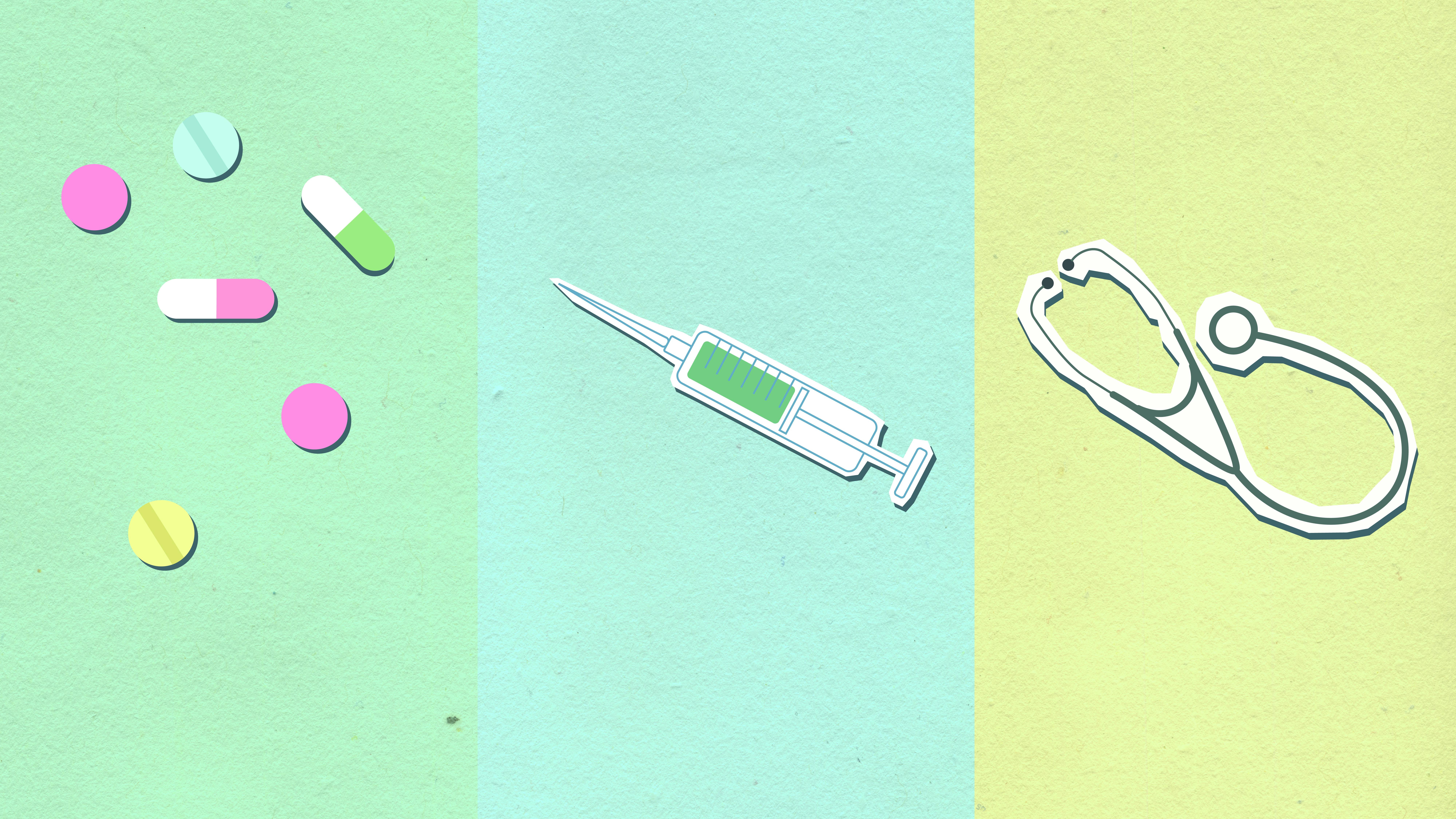 set of consistent medical icons for population, intervention, comparator, and outcomes using one visual style