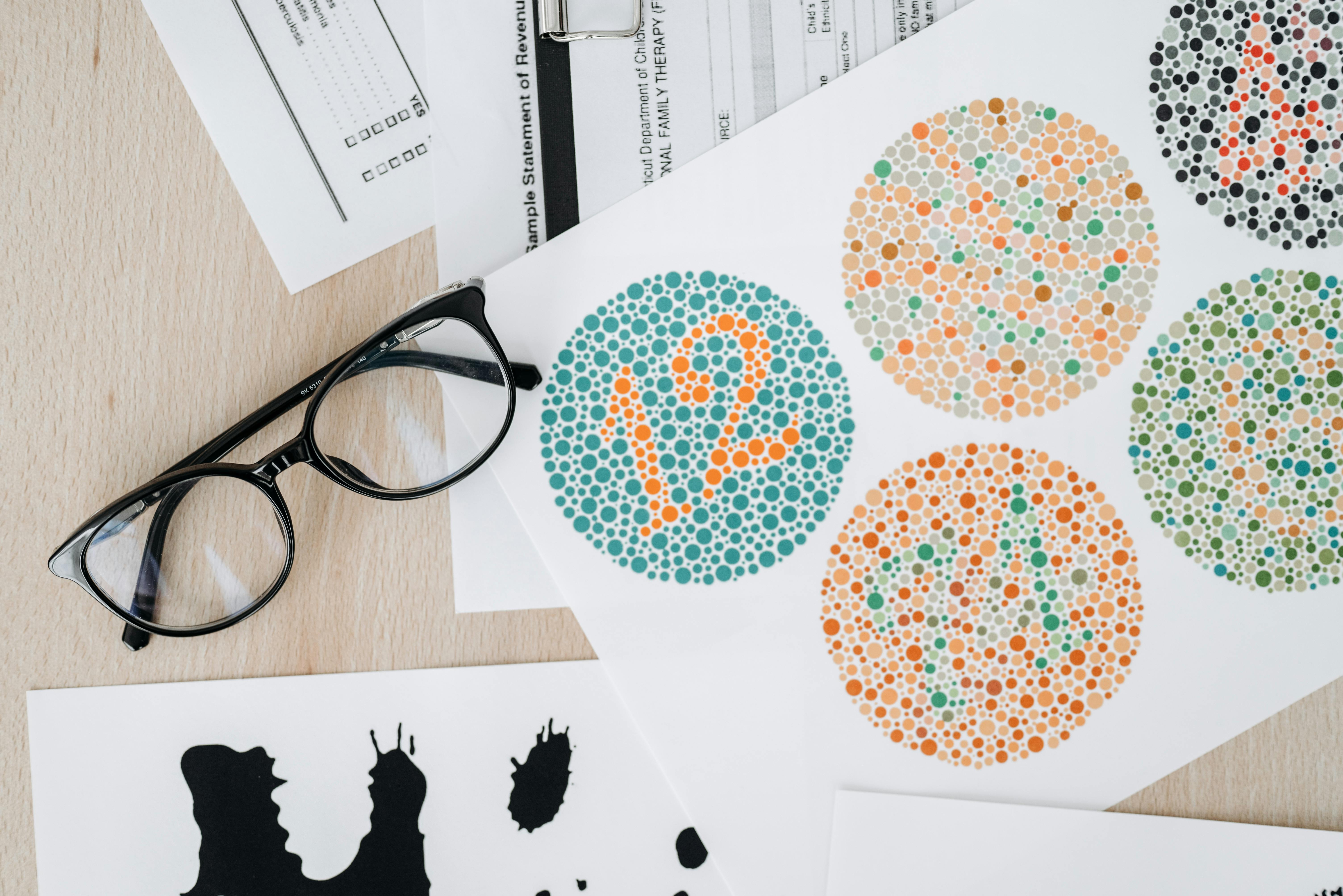 screenshot showing color vision deficiency simulation tools being used to test a scientific poster design