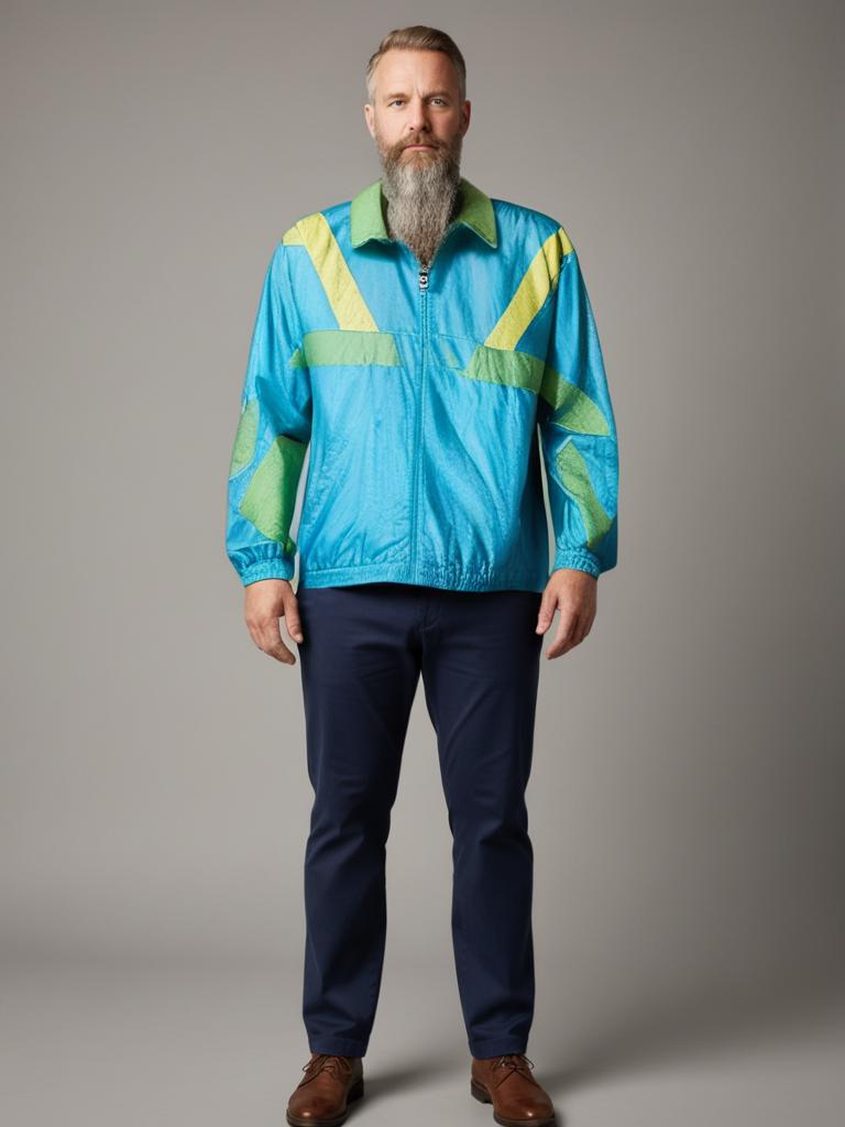 FILA Windbreaker Color Block Cyan Green Yellow 90s