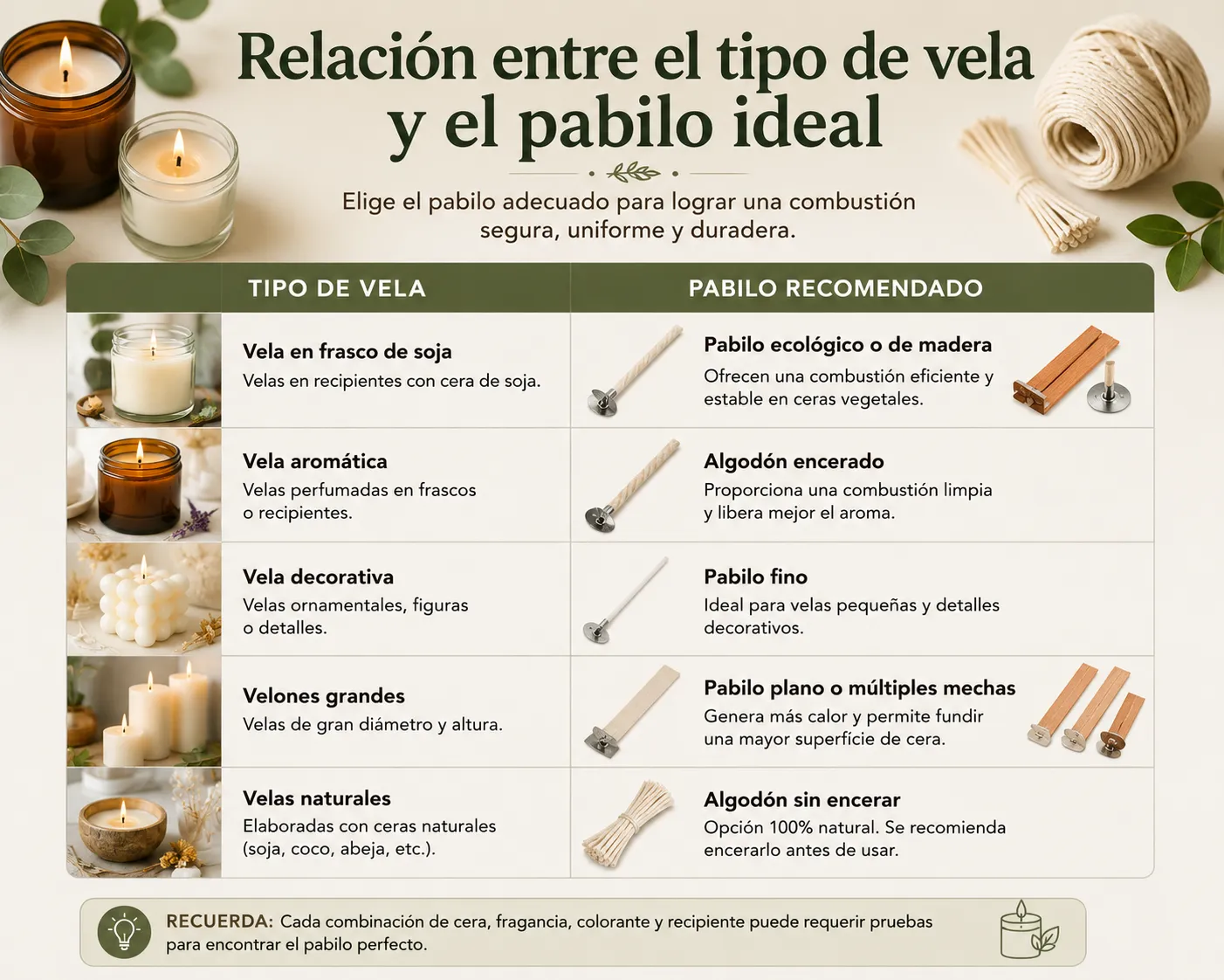 Infografía Relación Vela Pabilo