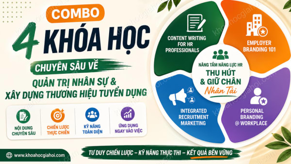 Combo 4 Khoá Học Content Writing For Hr Professionals | Employer Branding 101 | Integrated Recruitment Marketing | Personal Branding @ Workplace