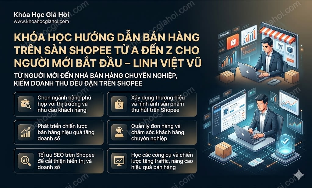 Khóa Học Hướng Dẫn Bán Hàng Trên Sàn Shopee Từ A Đến Z Cho Người Mới Bắt Đầu – Linh Việt Vũ