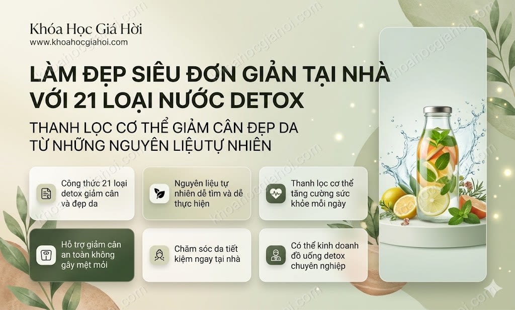 Khóa Học Làm Đẹp Siêu Đơn Giản Tại Nhà Với 21 Loại Nước Detox