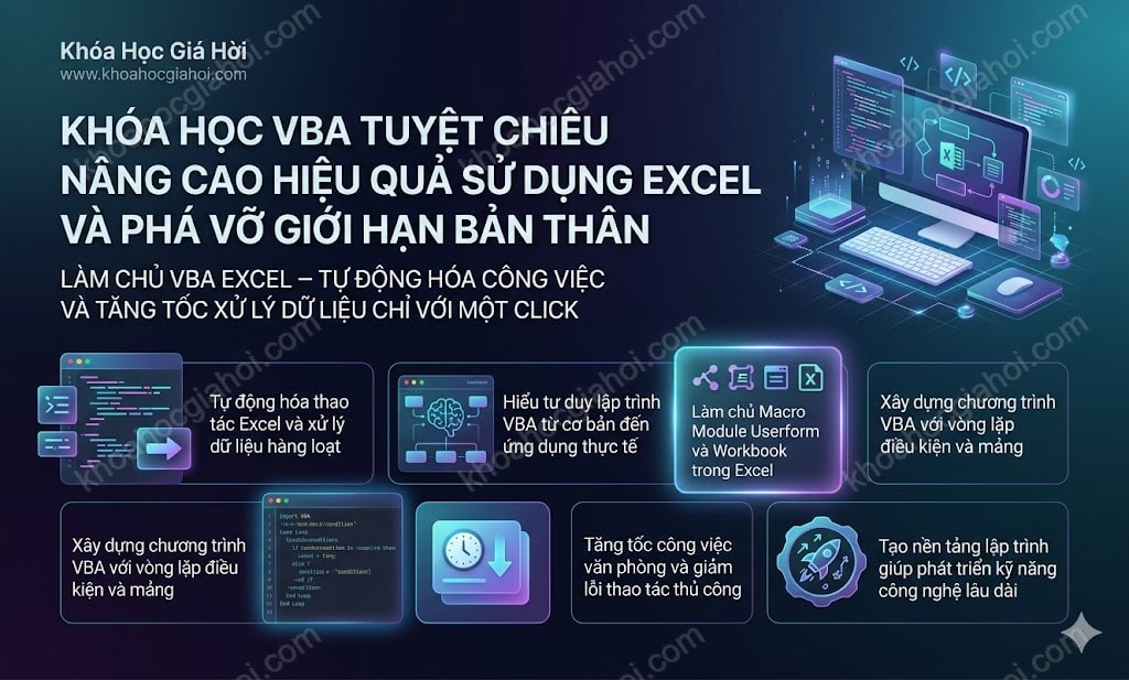 Khóa Học Vba Tuyệt Chiêu Nâng Cao Hiệu Quả Sử Dụng Excel Và Phá Vỡ Giới Hạn Bản Thân