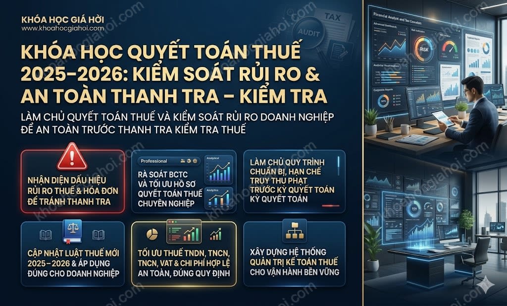 Khóa Học Quyết Toán Thuế 2025–2026: Kiểm Soát Rủi Ro & An Toàn Thanh Tra – Kiểm Tra