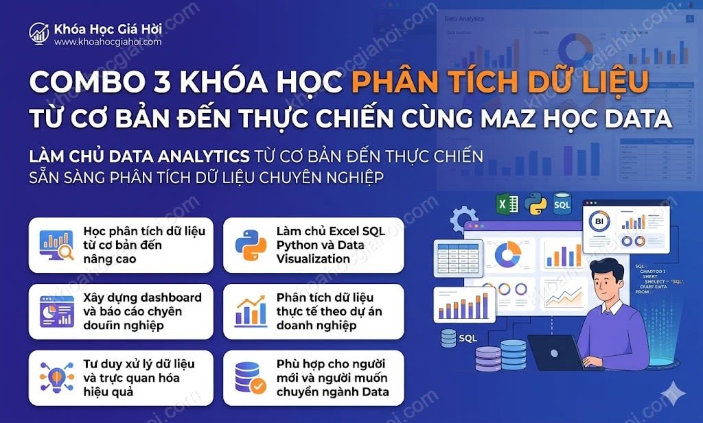 Combo 3 Khóa Học Phân Tích Dữ Liệu Từ Cơ Bản Đến Thực Chiến Cùng Maz Học Data