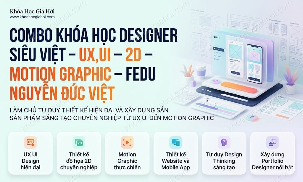 Combo Khóa Học Designer Siêu Việt – UX,UI – 2D – Motion Graphic – Fedu Nguyễn Đức Việt