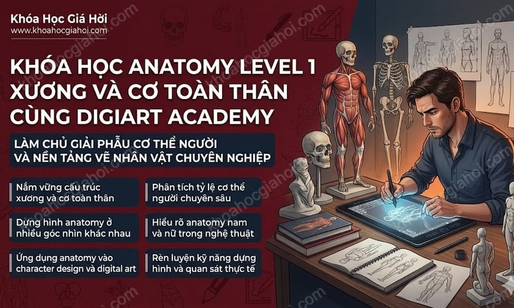 Khóa Học Anatomy Level 1 - Xương Và Cơ Toàn Thân Cùng Digiart Academy