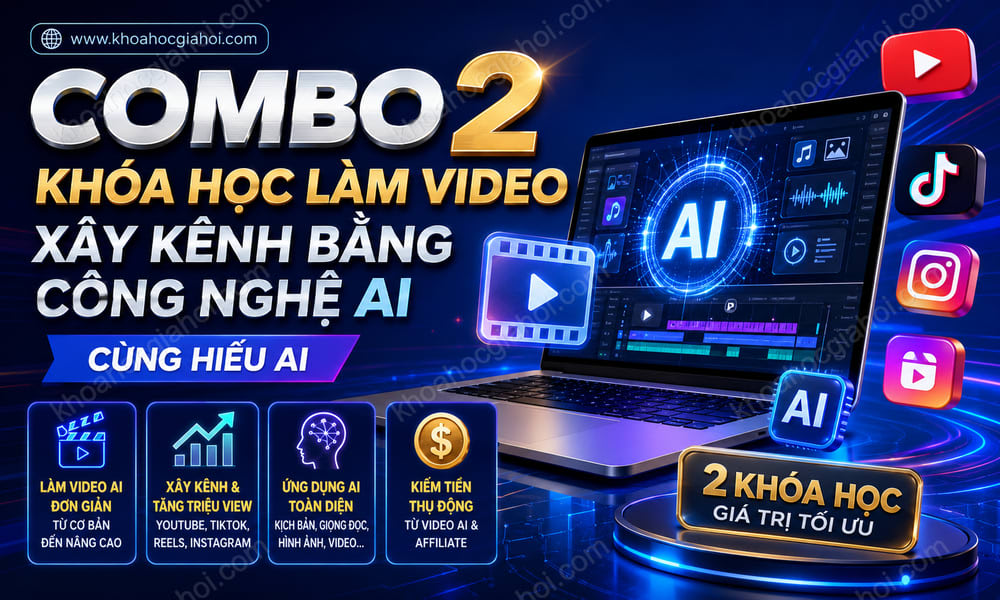 Combo 2 Khóa Học Làm Video Xây Kênh Bằng Công Nghệ AI Cùng Hiếu AI