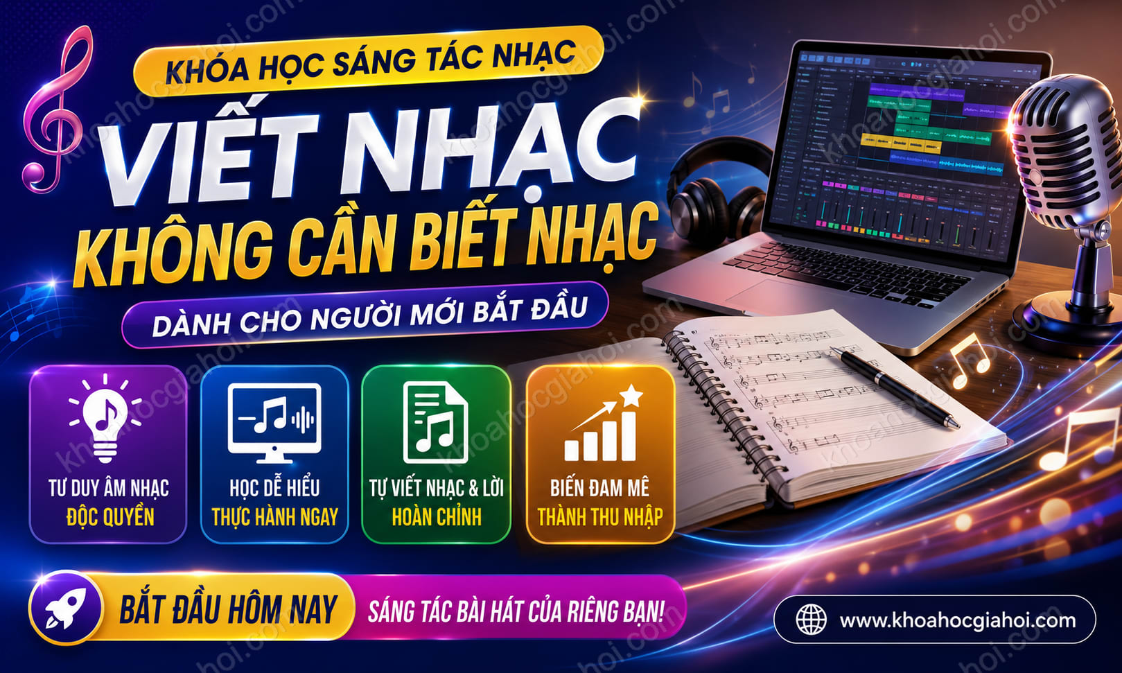 Khóa Học Viết Nhạc - Không Cần Biết Nhạc