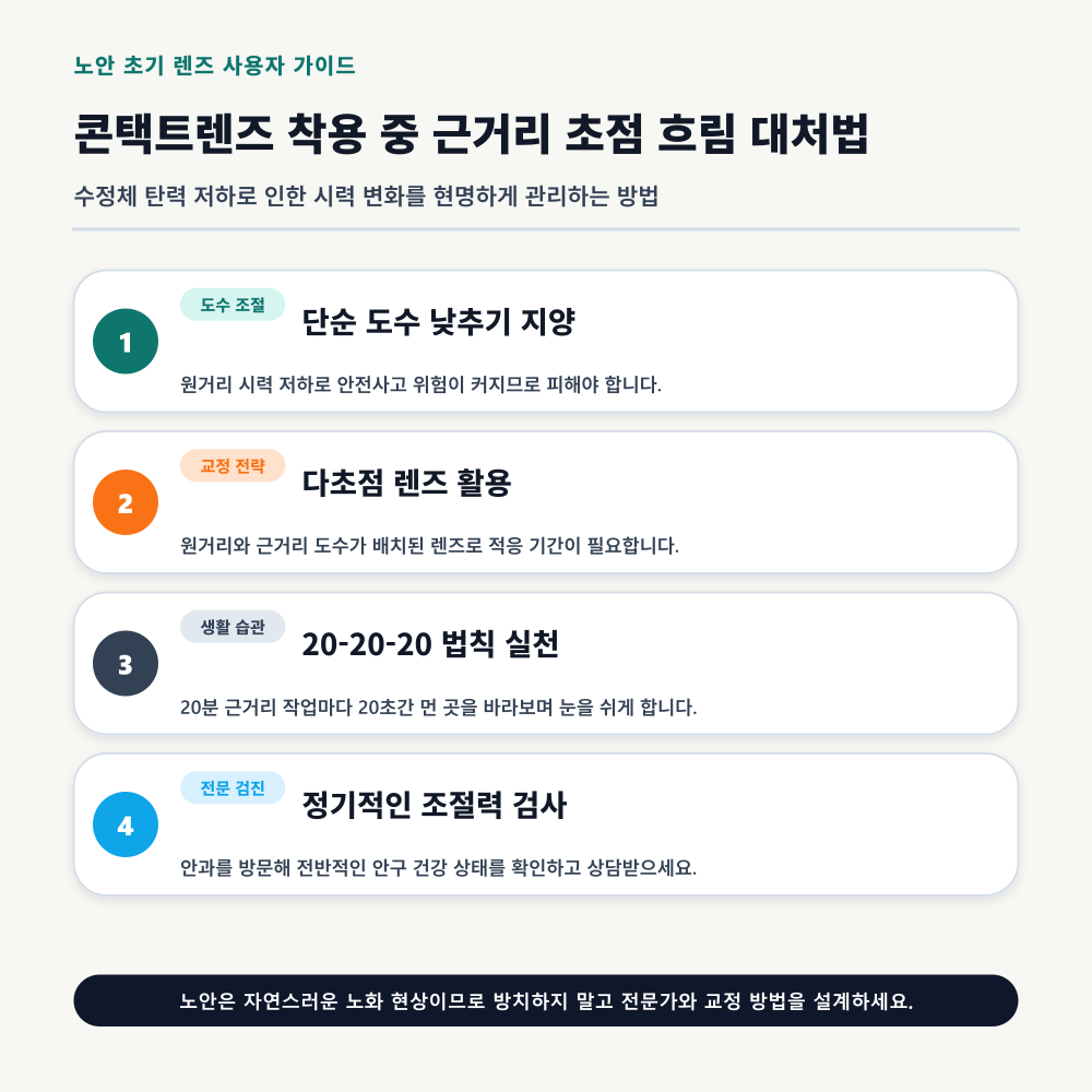 콘택트렌즈 착용 중 근거리 초점 흐림 대처법