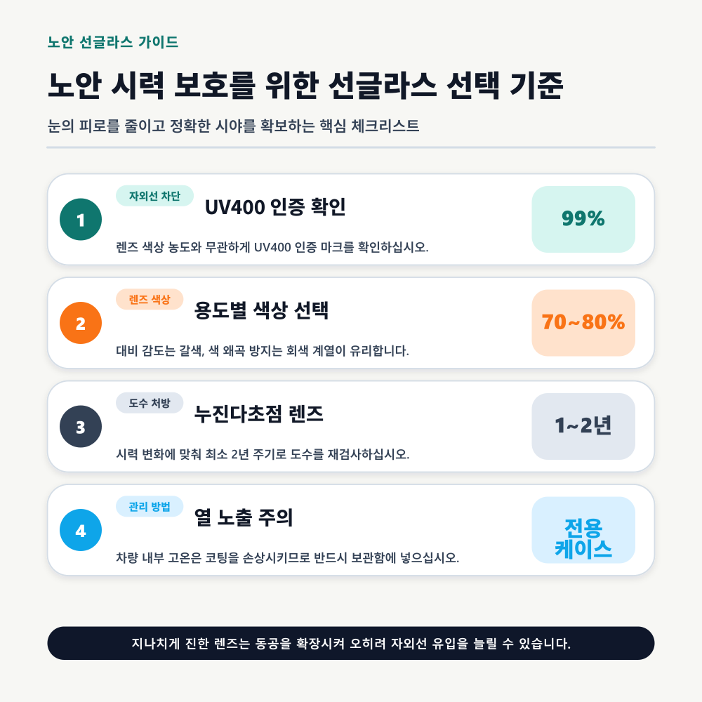 노안 시력 보호를 위한 선글라스 선택 기준