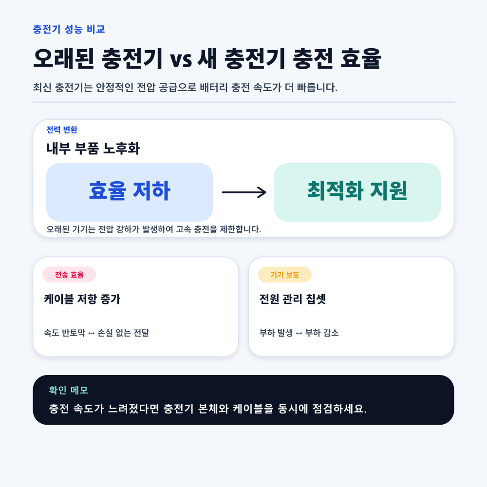 오래된 충전기 vs 새 충전기 충전 효율